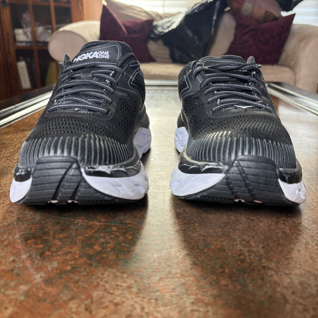 Hoka One One Bondi 7 Shoes Women's Size 8 Black White Running Athletic Sneakers