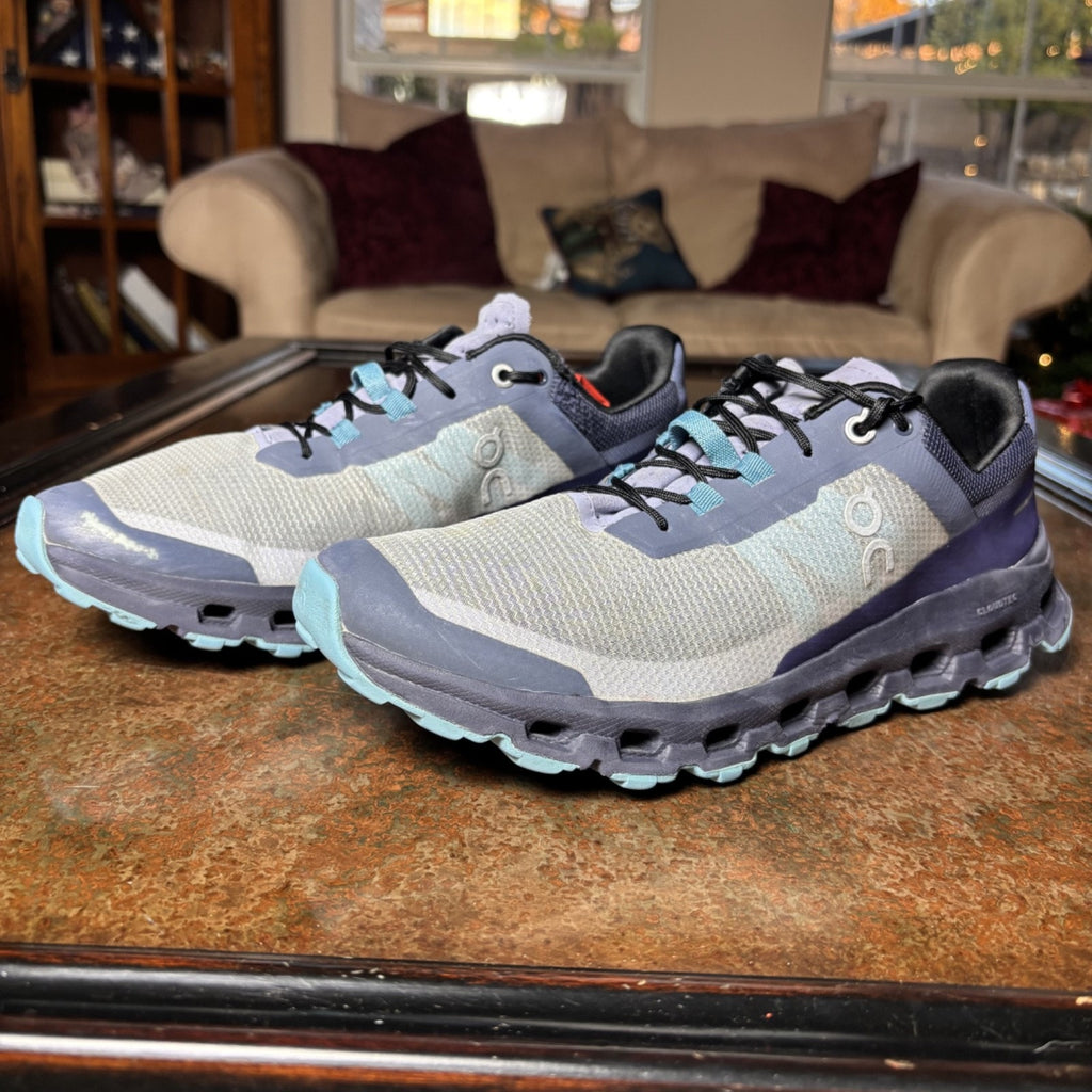 On Running Cloudvista Trail Shoes Women's 9.5 Gray Blue Hiking Outdoor Sneakers