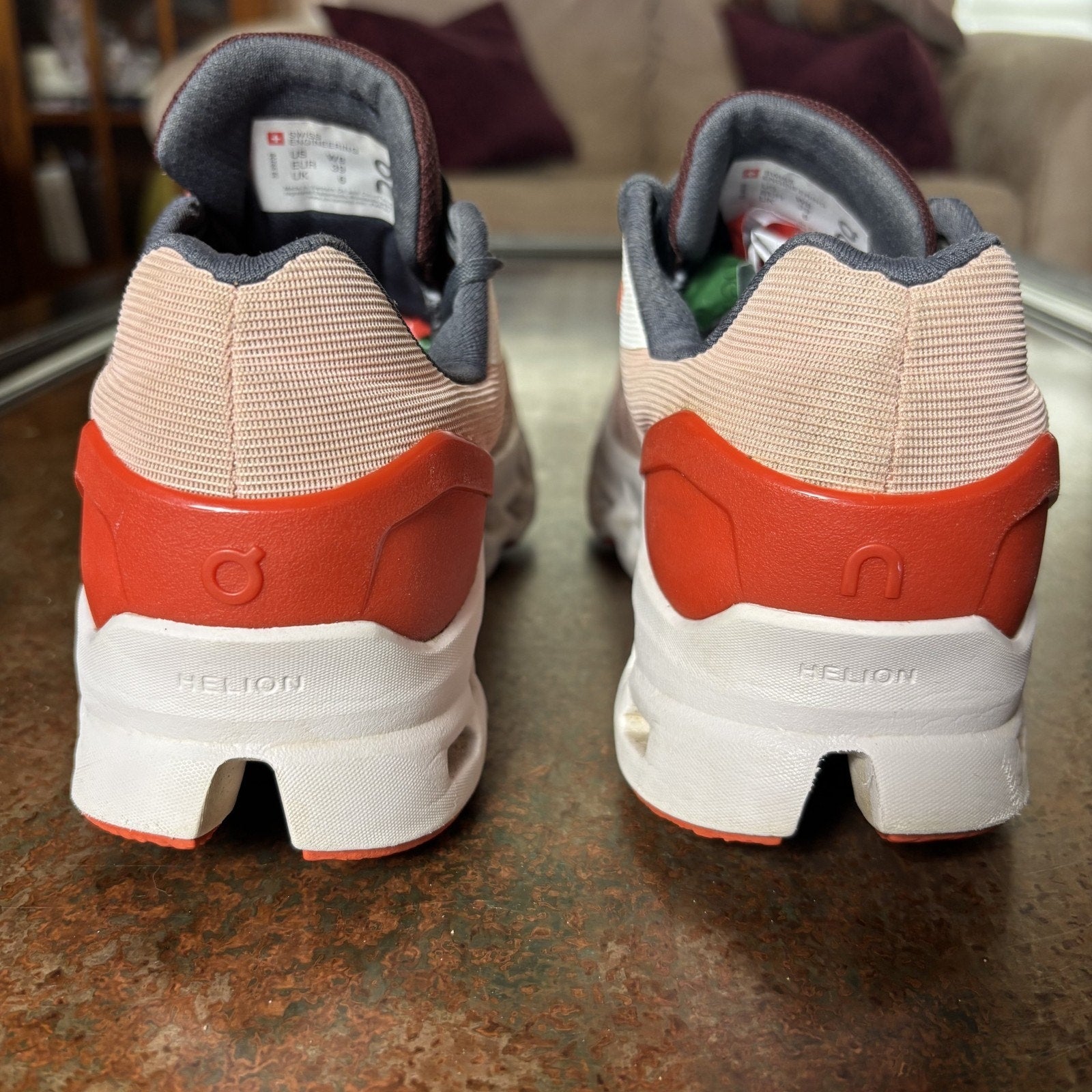 On Cloudstratus Shoes Women's Size 8 Pink Red Road Running Athletic Gym Sneakers