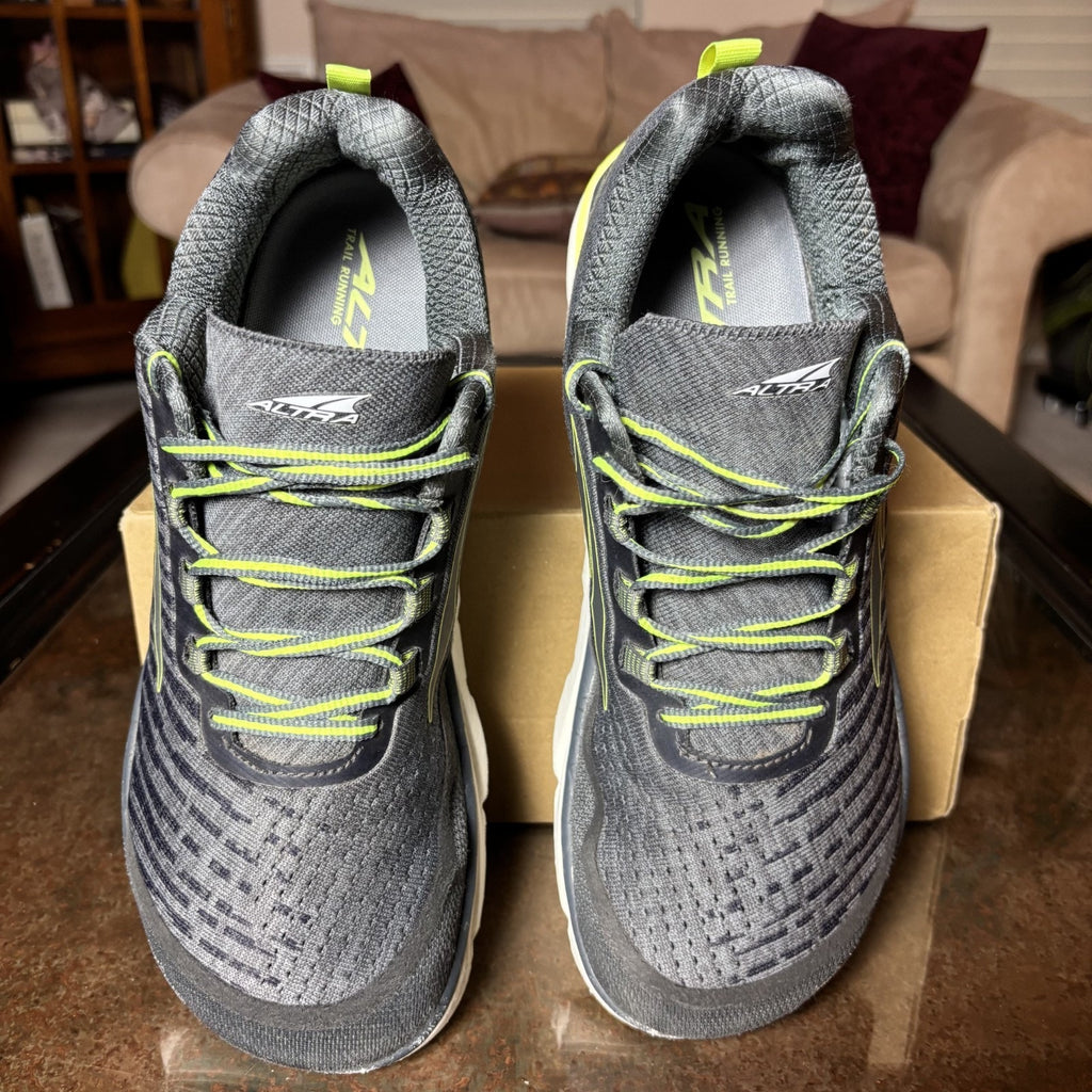 Altra Torin Knit 3.5 Shoes Mens 10 Grey Neon Athletic Running Zero Drop Sneakers