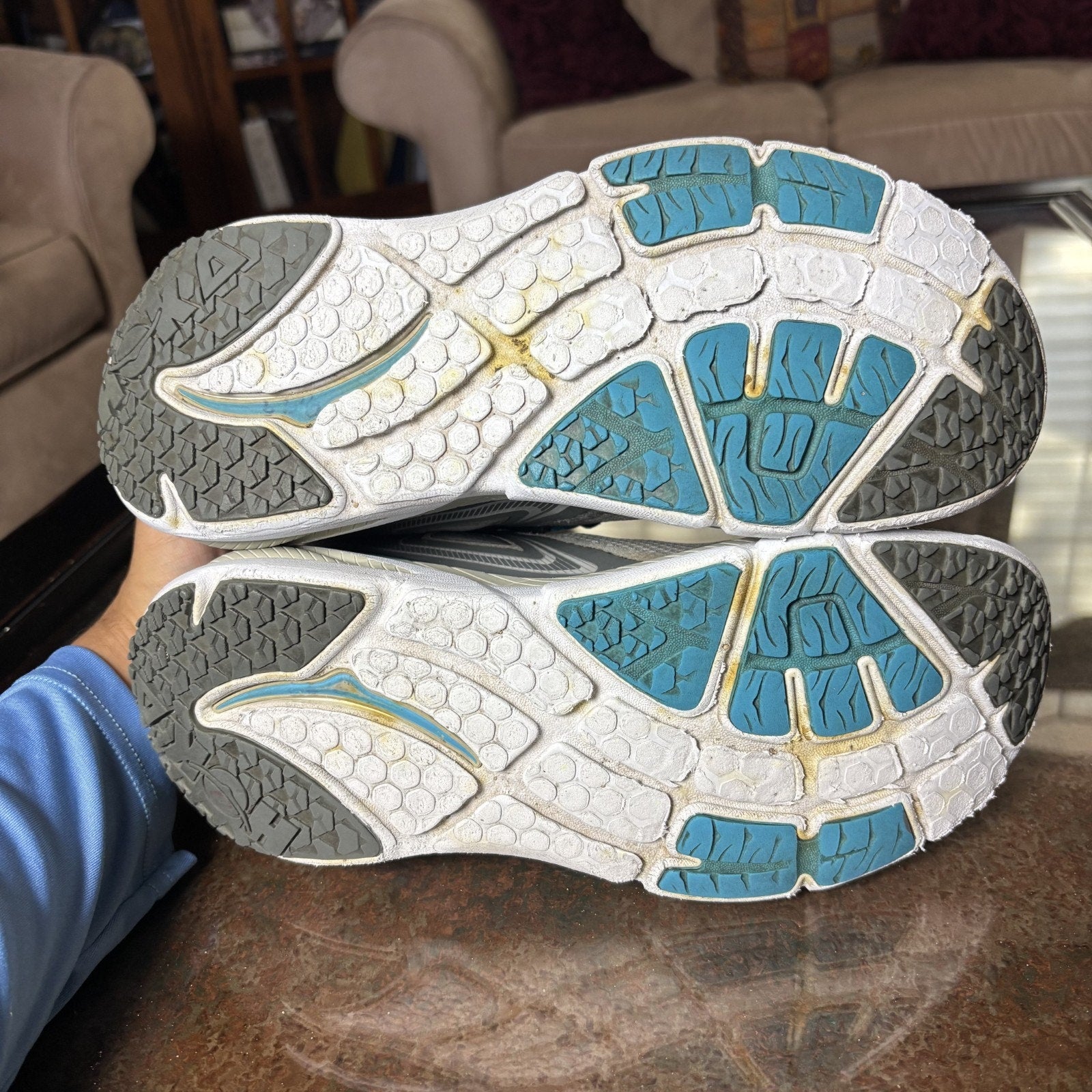 Hoka One One Bondi 4 Shoes Womens 8 Grey Blue Road Running Athletic Gym Sneakers