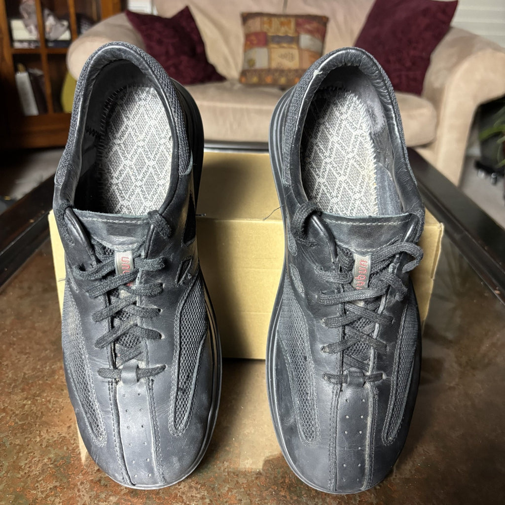 Kybun Silvaplana Shoes Mens Size 10 Black Italian Leather Mesh Comfort Sneakers
