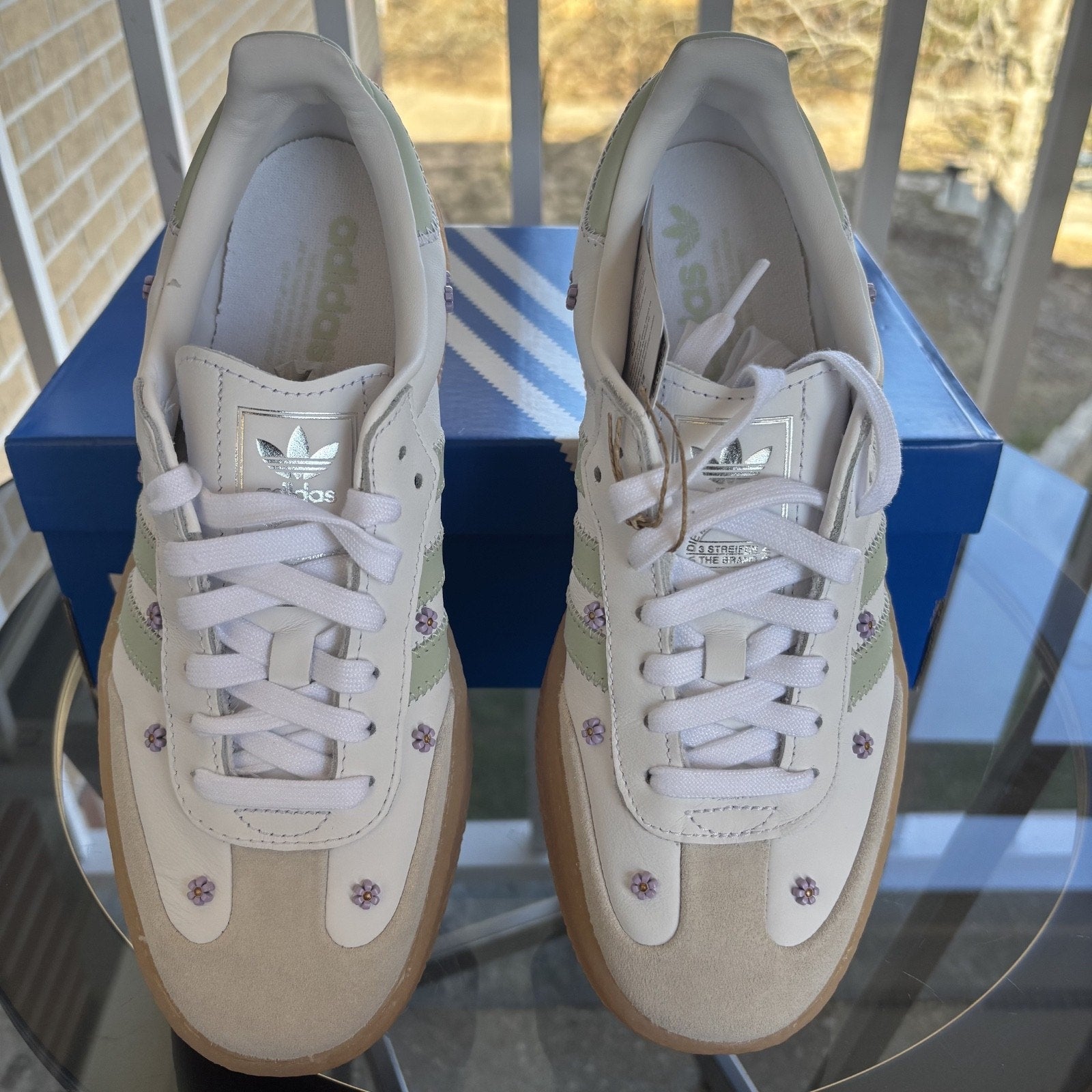 Adidas Sambae Shoes White Green Gum Casual Lifestyle Sneakers Women's Sizes NEW
