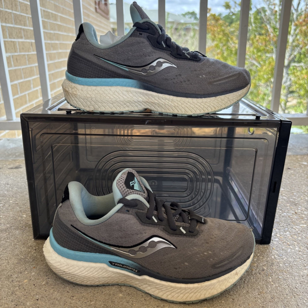 Saucony Triumph 19 Shoes Women's Size 6 Wide Gray Blue Running Athletic Sneakers