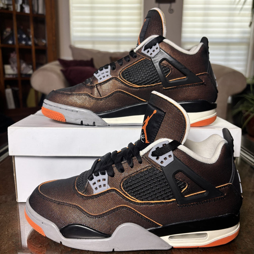Air Jordan 4 Retro Starfish Shoes Women's 9.5 Orange Casual Basketball Sneakers