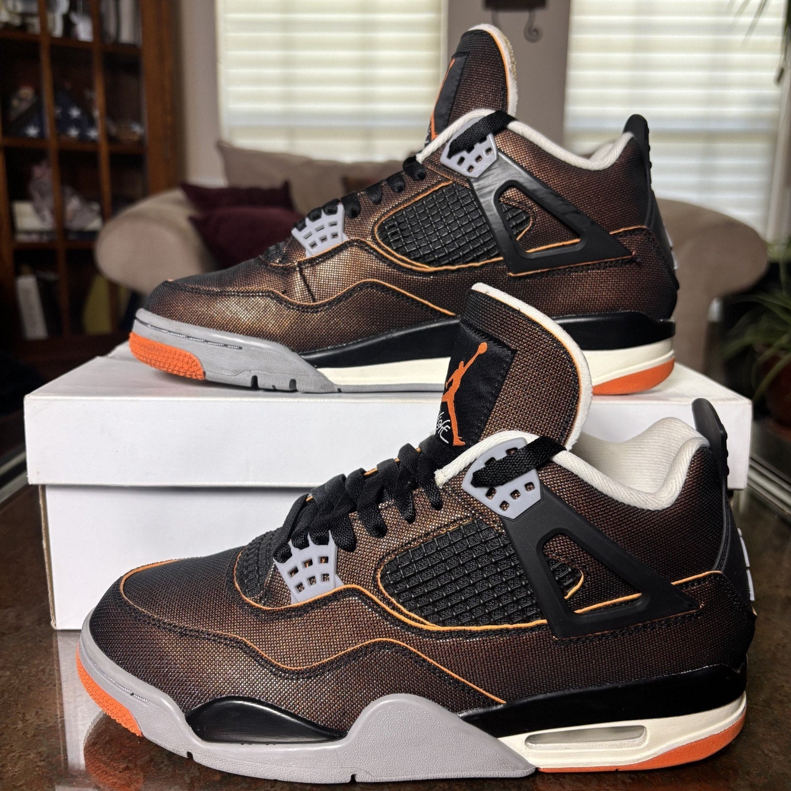Air Jordan 4 Retro Starfish Shoes Women's 9.5 Orange Casual Basketball Sneakers