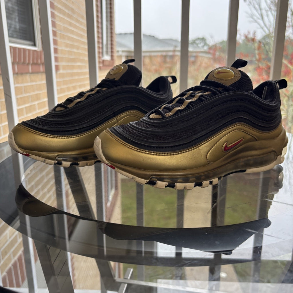 Nike Air Max 97 QS Shoes Women's Size 7.5 Black Gold Medal AT5458-002 Sneakers