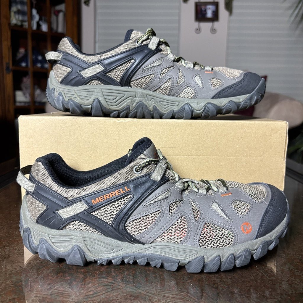 Merrell All Out Blaze Hiking Shoes Men's 9 Khaki Brown Athletic Trail Sneakers