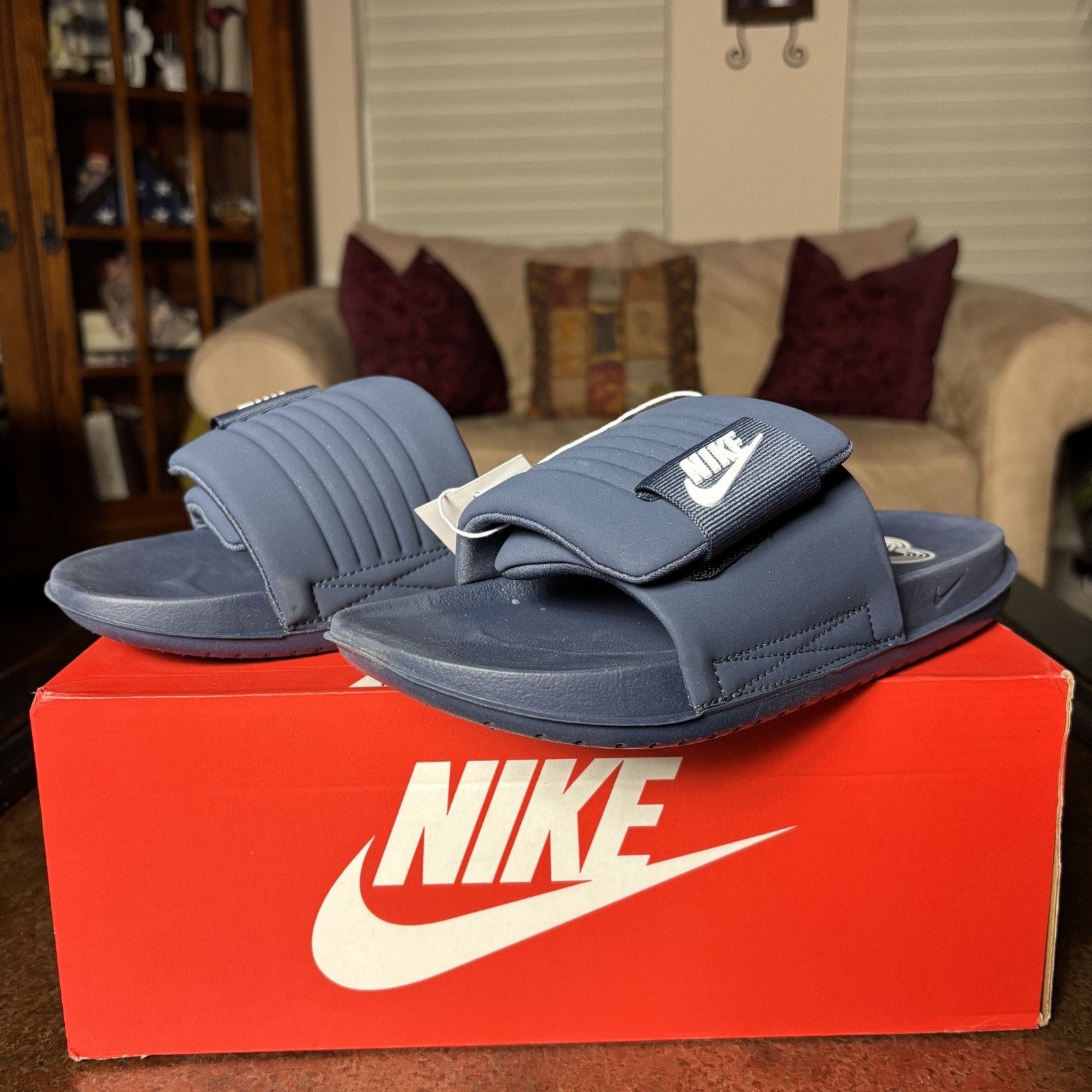 Nike Offcourt Adjust Slide Mens Size 8 Navy Blue Casual Sandals Recovery Comfort