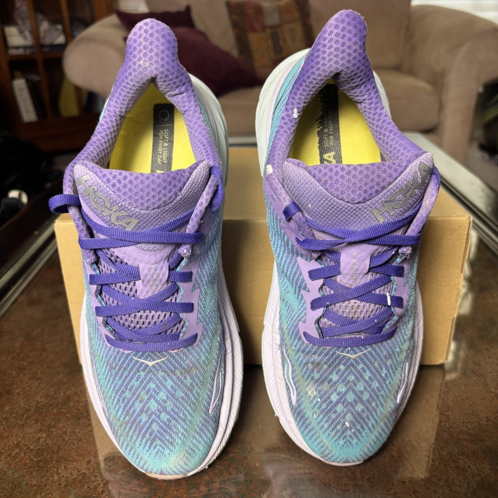 Hoka One One Clifton 9 Women's 9 Blue Purple Road Running Athletic Shoes Sneaker