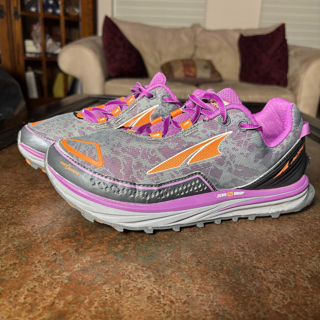 Altra Timp Women's 9 Grey Purple Trail Running ZeroDrop Athletic Shoes Sneakers