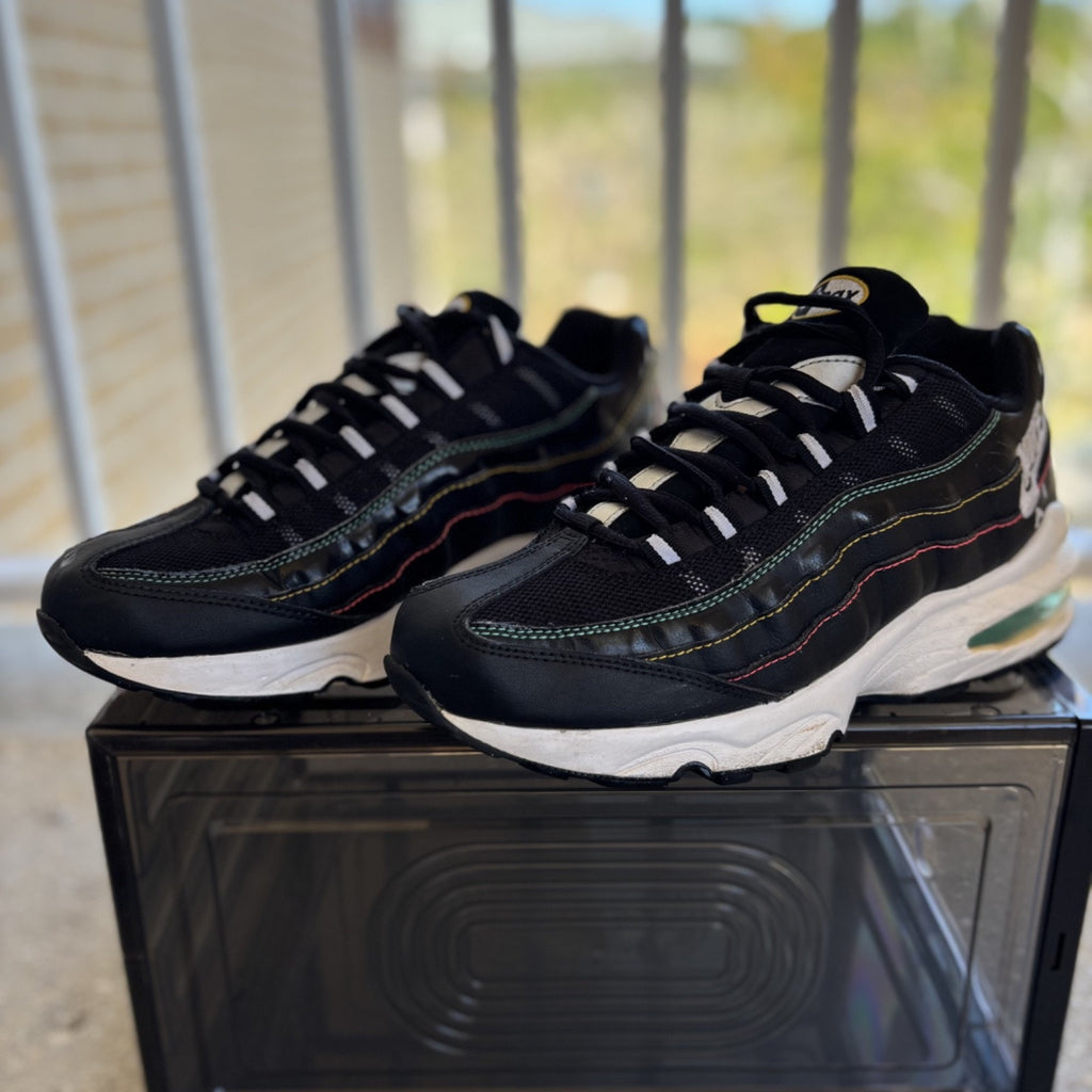 Nike Air Max 95 Shoes Womens 8.5 Black Neon Running Athletic Sneakers CJ6955-001