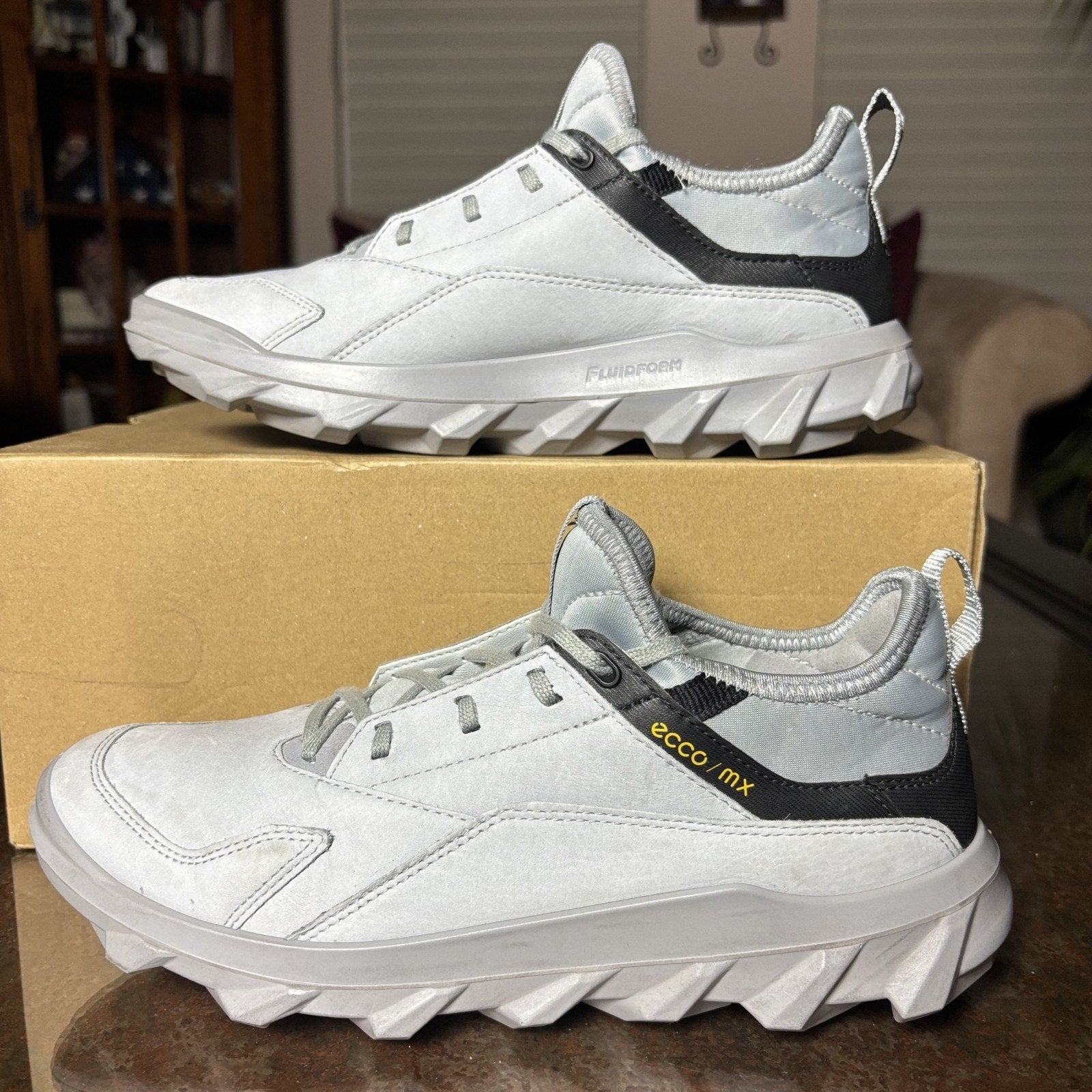 ECCO MX Low Women's Shoes EU 39 US 8 Grey Leather Trail Running Walking Sneakers