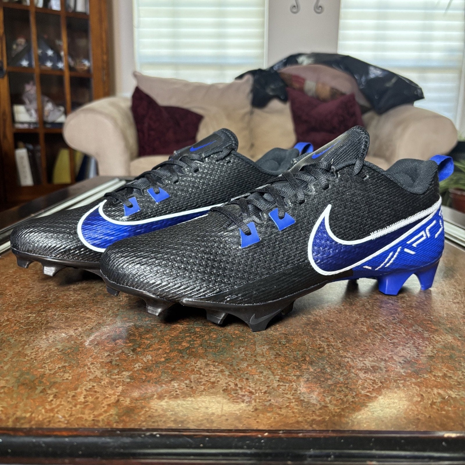 Nike Vapor Edge Speed 360 2 Football Cleats Mens Size 12 Black Royal Blue New